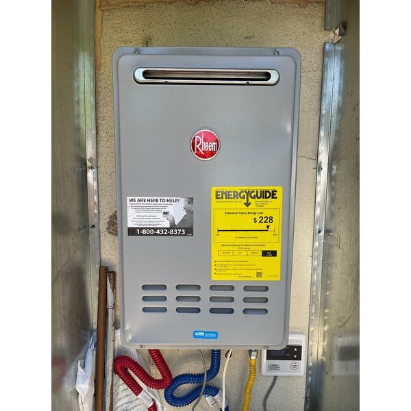 Rheem Non-Condensing 8.4GPM Outdoor Natural Gas Tankless Water Heater -  14x10x26 - Bed Bath u0026 Beyond - 30897213