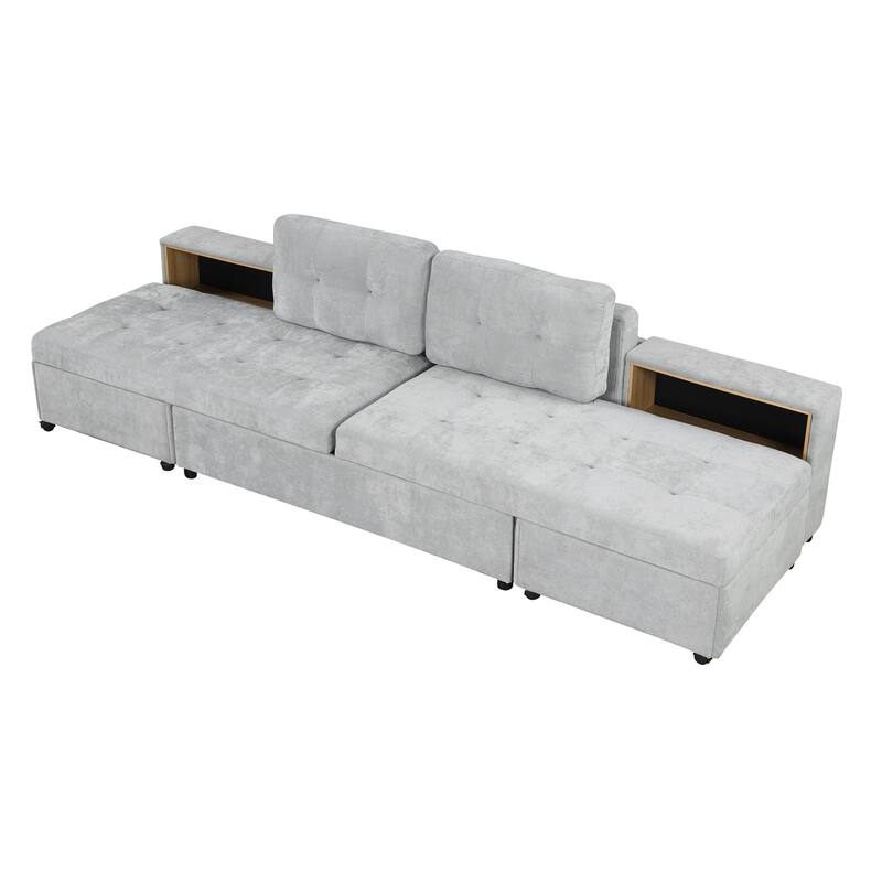 Sectional Sofa for Living Room Modular Sleeper Sofa with 2 Storage Racks Free-combined Sofa, Upholstered Corner Chaise