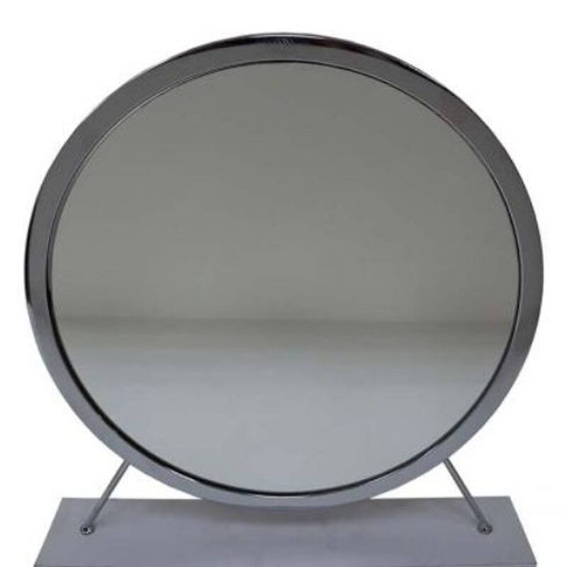 HomeRoots 19" Gray Round Metal Framed Freestanding Mirror - 19' X '19' X '4
