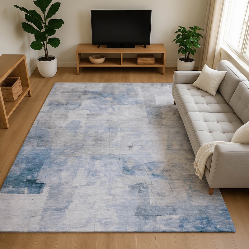 Premium Washable Super Soft Modern Glam Mayfield Rug - Denim - 2'6" x 3'10"