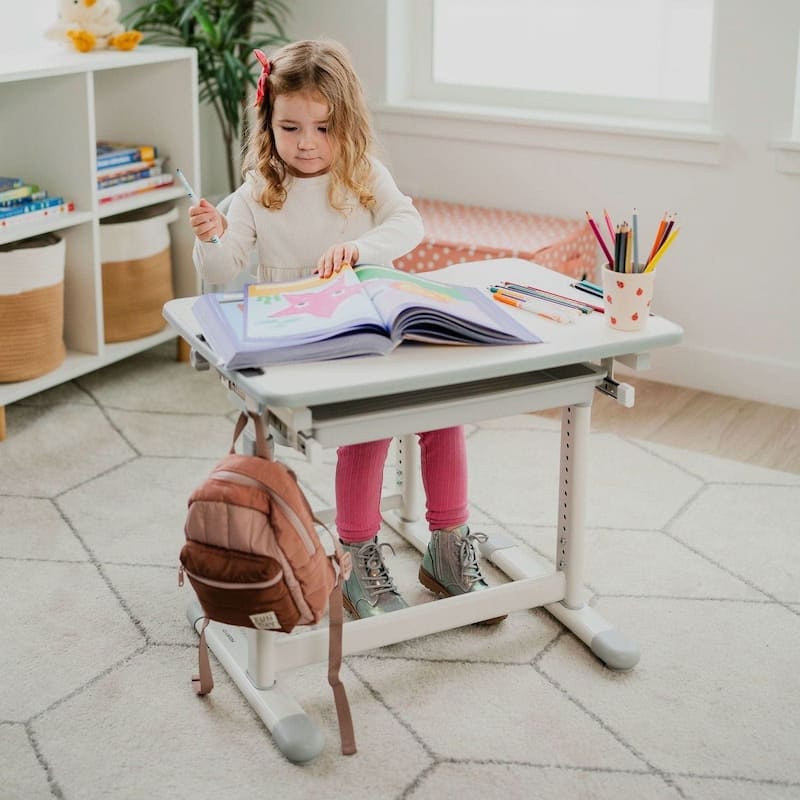 Mount-It! Kids Desk and Chair Set, Height Adjustable Ergonomic Children's School Workstation with Storage Drawer