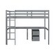 preview thumbnail 9 of 8, Grey Twin Size Wood Loft Wood Bed with Under-bed, Built-in Desk, a Storage Cabinet of 2 Drawers, Guardrails and Ladder