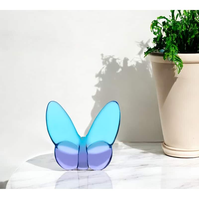 HomeRoots 3" Blue and Purple Crystal Butterfly Figurine Tabletop Sculpture - Blue and Purple
