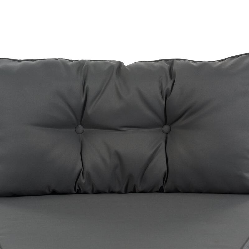 8 Pieces Outdoor Wicker Curved Patio Sectional with Rectangular Coffee Table and Movable Cushions