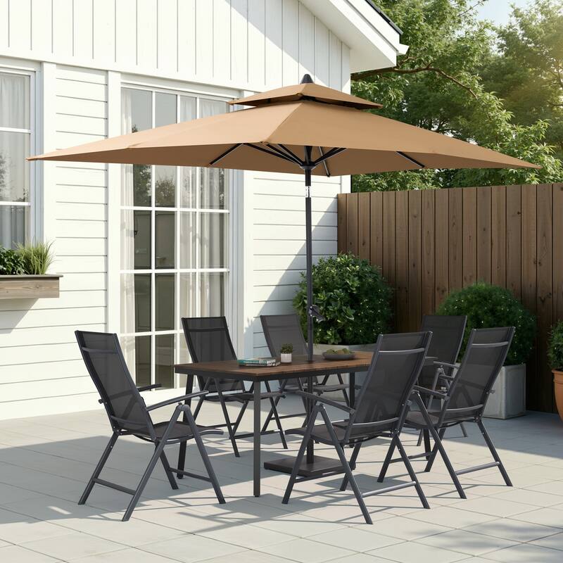 2/4/6-piece Folding Patio Chair Set Outdoor Adjustable Dining Chairs - Black - 6PC