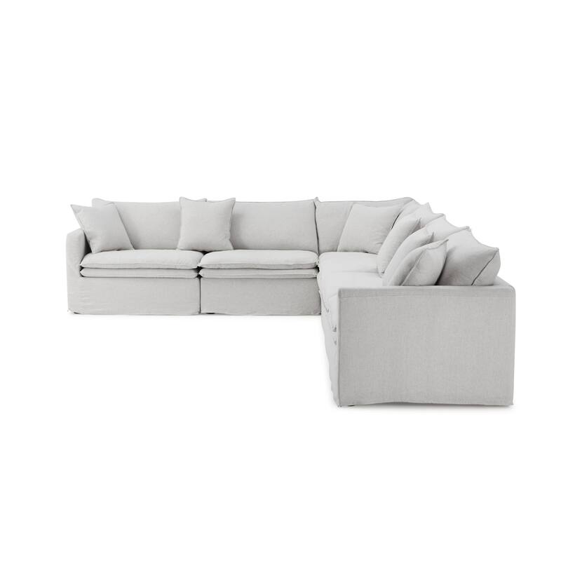 Furniture of America Caspian 6-Seater FSC & OEKO TEX Sectional Sofa with Feather Blend Cushions