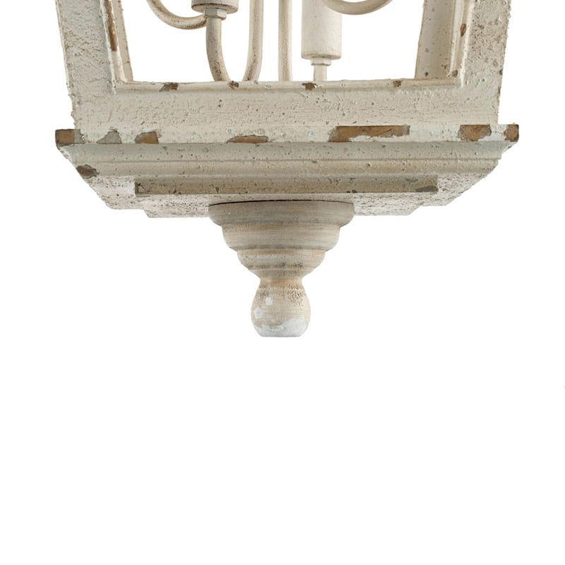 4 - Light Wood Chandelier, Hanging Light Fixture with Adjustable Chain for Kitchen Dining Room Foyer Entryway, Bulb Not Included
