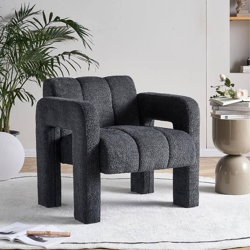 31.10" Wide Boucle Upholstered Accent Chair, Modern Comfy Single Lounge Armchair for Living Room, Bedroom, Apartment
