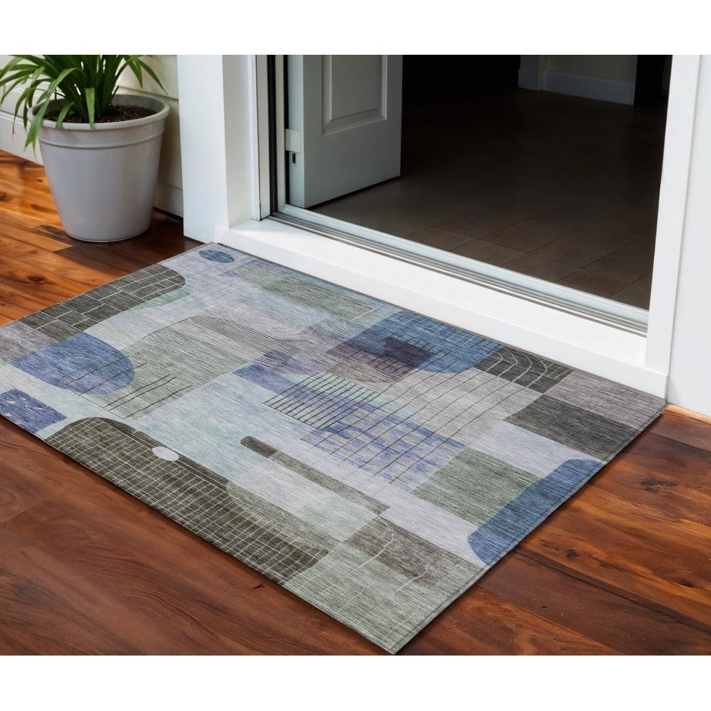 HomeRoots Abstract Transitional Rectangle Outdoor Rug