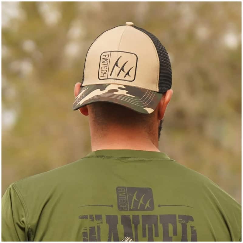 Fintech Logo Camo Snapback Hat - Dune - One Size