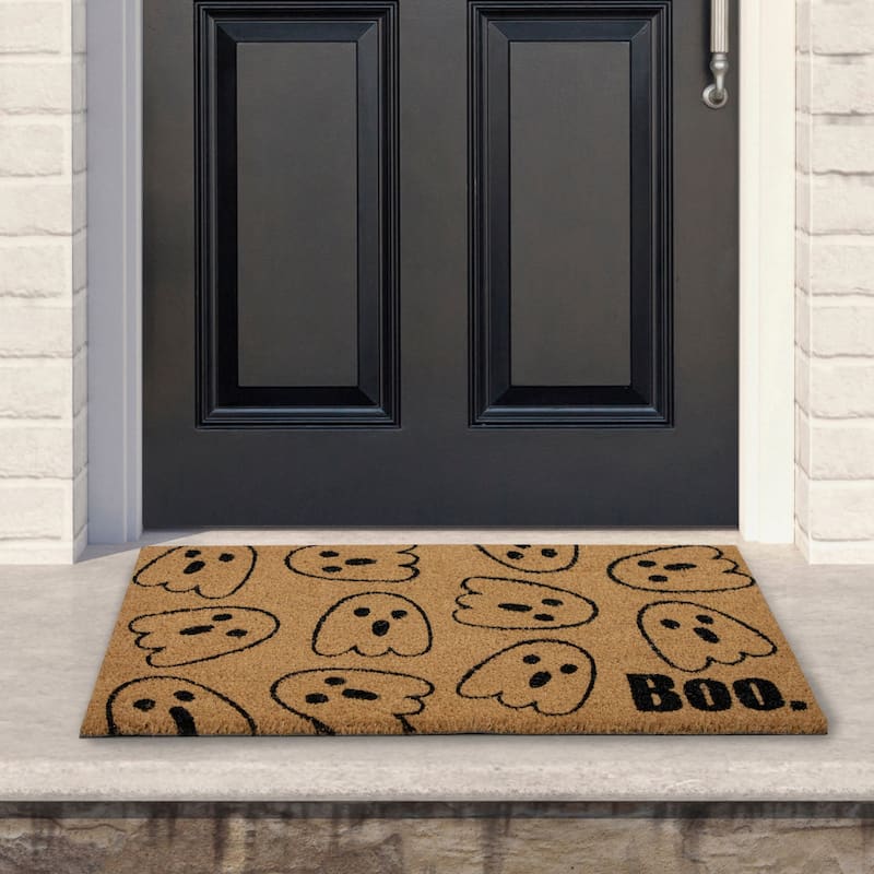Natural Coir Boo with Ghosts Halloween Doormat 18" x 30" - 30