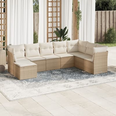 vidaXL Patio Sofa Set Beige PE rattan Sectional Sofa - 21.7 x 21.7 x 14.6