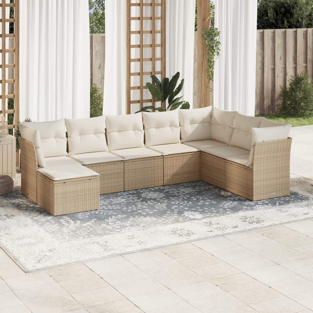 vidaXL Patio Sofa Set Beige PE rattan Sectional Sofa - 21.7 x 21.7 x 14.6
