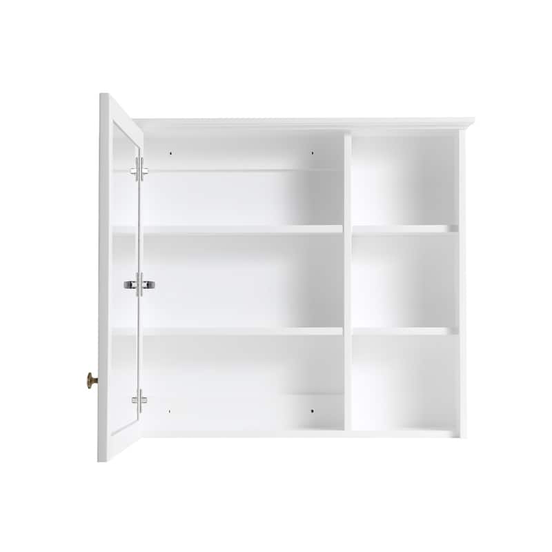 Modern Surface Mount Solid Wood Framed Medicine Cabinet With Mirror and Shelves