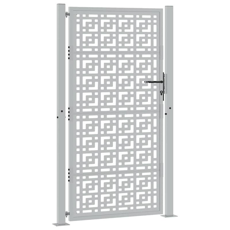 vidaXL Garden Gate Black Steel Leaf Design