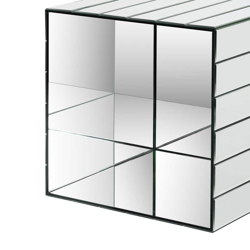 14" Mirrored Square Floor Vase