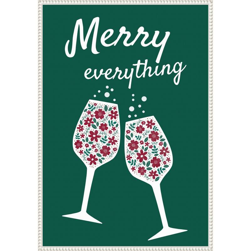 Merry Everything by Emeliemaria (23 x 33 in.), Framed Canvas Wall Art Print - Sylvie Beaded White