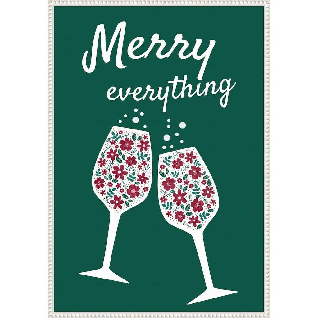 Merry Everything by Emeliemaria (23 x 33 in.), Framed Canvas Wall Art Print - Sylvie Beaded White