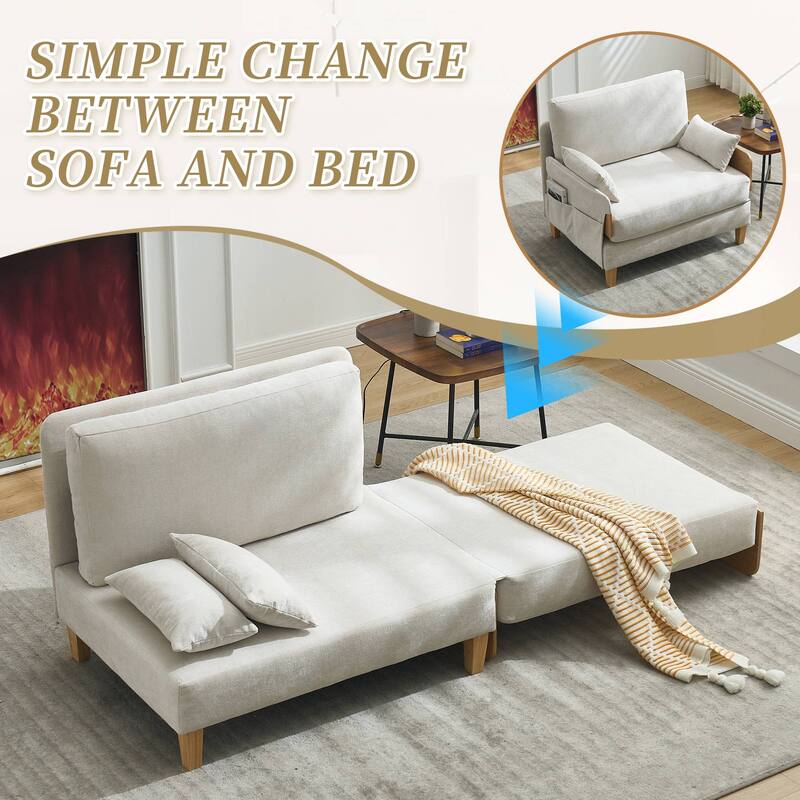 Convertible sofa bed, 3-in-1 convertible with 3 pillows