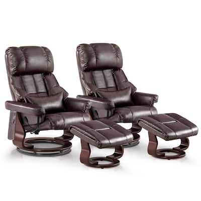 MCombo Set of 2 Recliner Chair with Ottoman Vibration Massag Faux Leather 9068