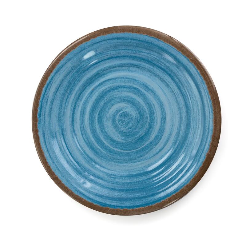 Elama Rippled Tides 12 pc Lightweight Melamine Dinnerware Set in Blue