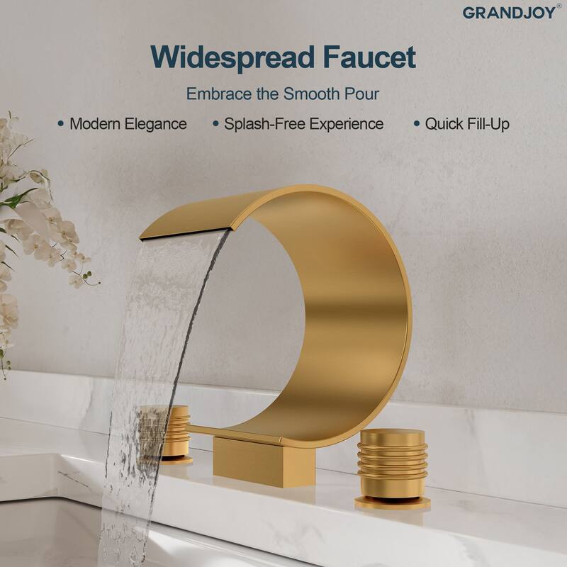 GRANDJOY High Arc Waterfall Widespread Bathroom Sink Faucet