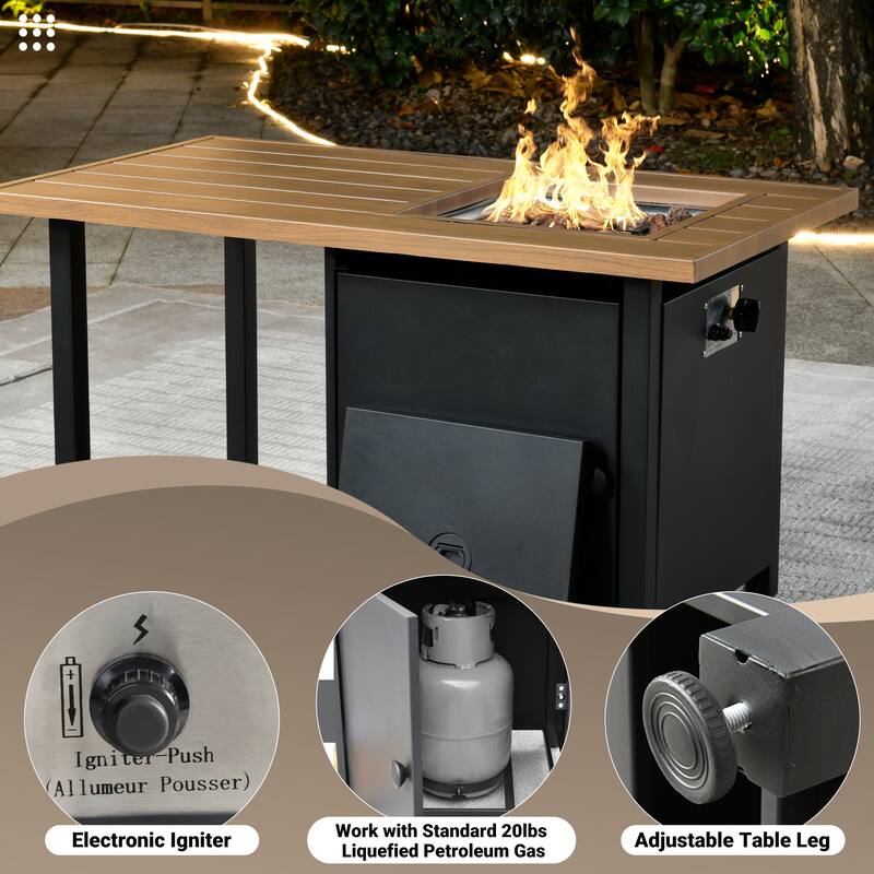 OVIOS 10-Piece Patio Wicker Conversation Rocking Chair Set With Fire Table