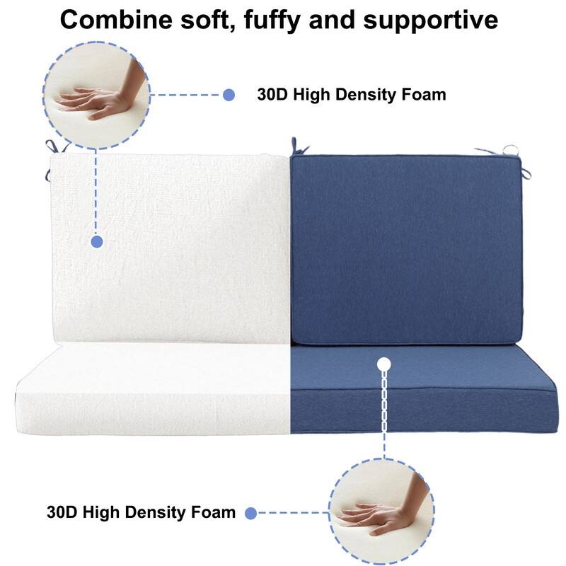 Outdoor Loveseat Cushion Set (Set of 1 Seats,48x24in, 2 Backs,24x18in )
