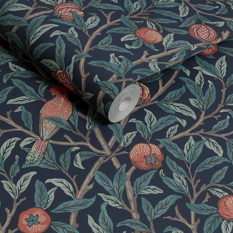 William Morris Bird & Pomegranate Navy Blue Wallpaper