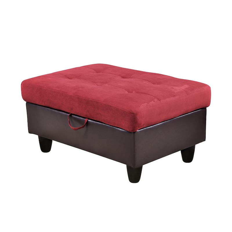 Red and Brown Storage Ottoman for Living Room