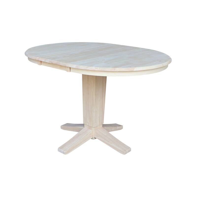 36" Round Extension Dining Table with 12" Leaf and Dining Chairs