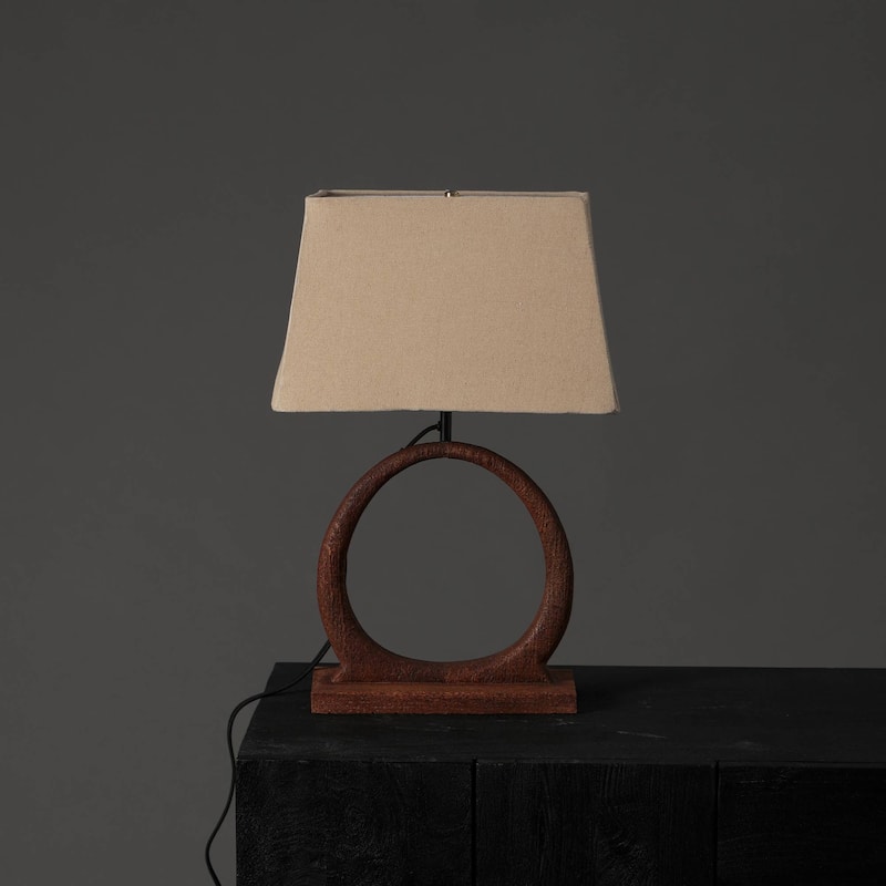 Decorative Table Lamp with Wooden Base For Living Room-Bedroom-Home Decor-Table Decor-15X10X21"