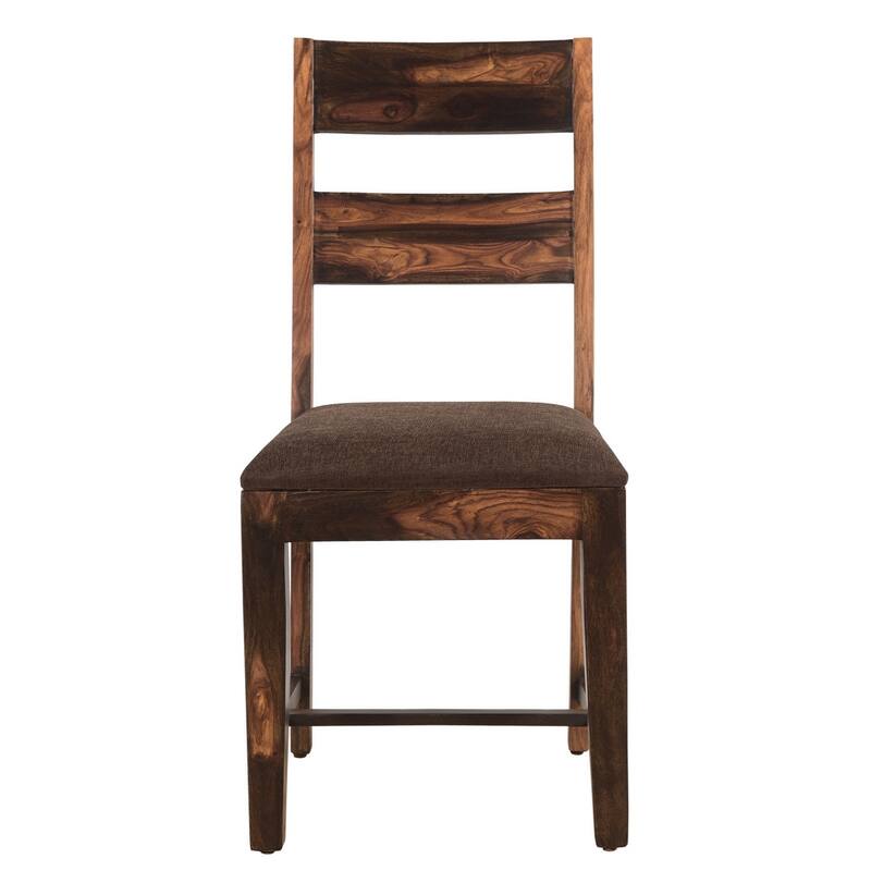 HomeRoots Set of Two Brown Upholstered Seat Ladder Back Dining Side Chairs - 18' X '39' X '18