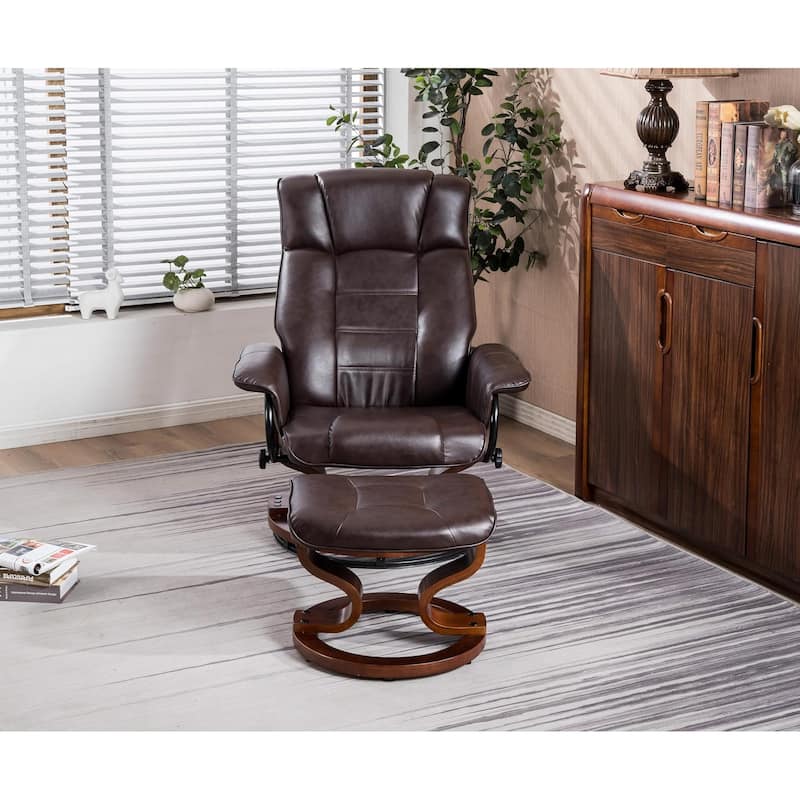 MCombo Swivel Recliner Chair with Wood Base and Ottoman