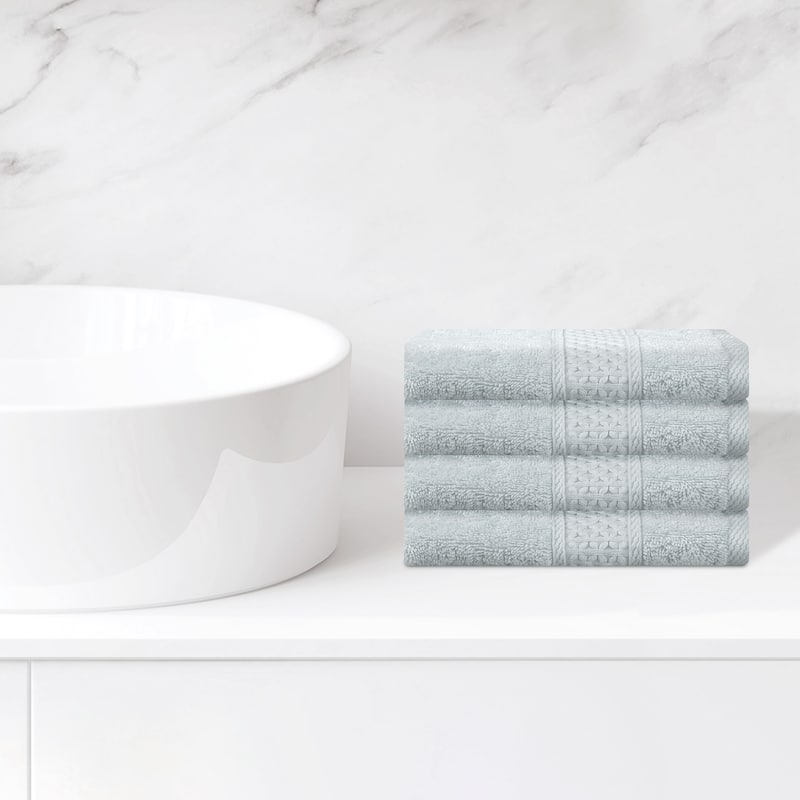 Cotton Washcloths Set, Highly Absorbent and Comfort Washcloth, Essential Face Towel for Bathroom, Spa, Gym 13" x 13" - Light Grey - 4 Pack