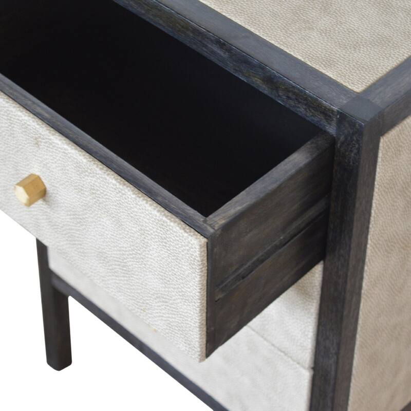 Artisan Furniture Solid Wood, Faux Leather Nightstand