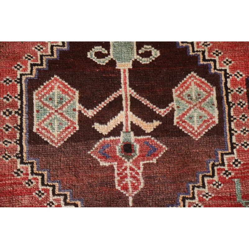 Hand Knotted Oriental 100% Wool Carpet Traditional Tribal Red Shiraz Area Rug - 9' 5'' X 5' 3''
