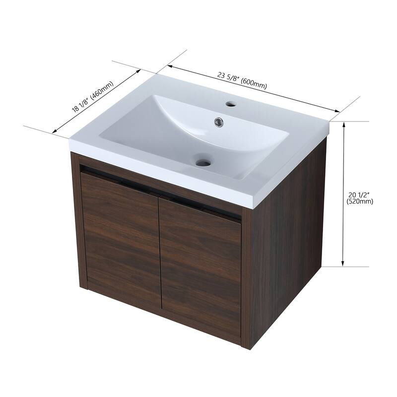24 inch Bathroom Vanity with White Resin Top and Basin