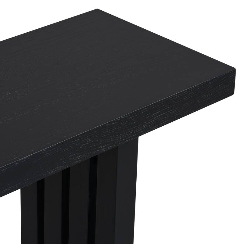 59" Oak Veneer Console Table with Distinctive Side Shapes