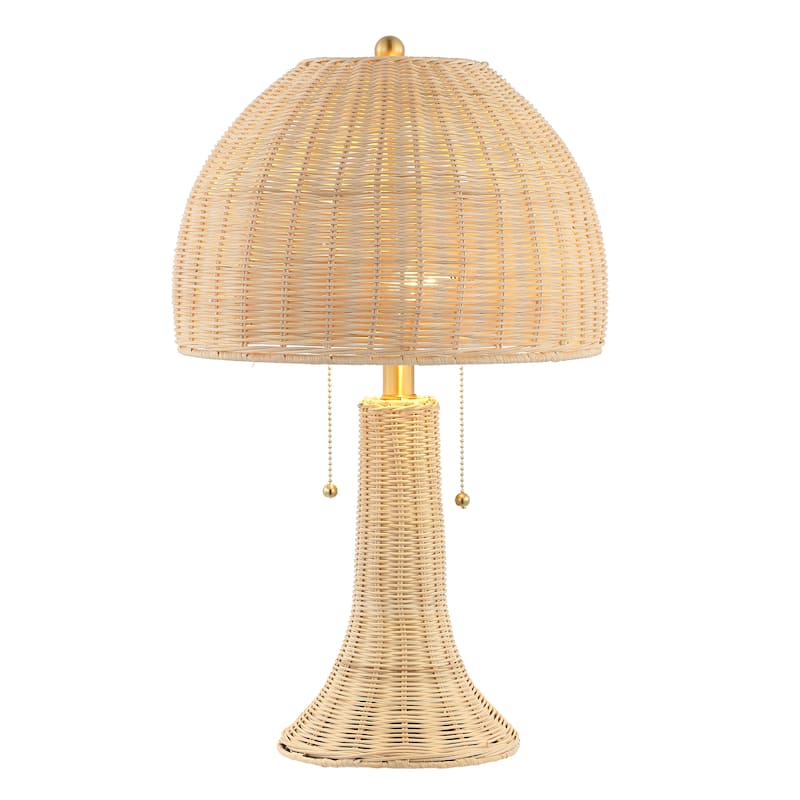 Margie 22" Bohemian Rustic Iron LED Table Lamp, Natural/Brass Gold by JONATHAN Y