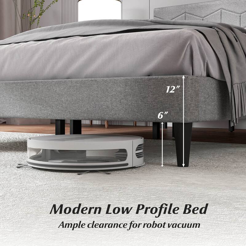 Costway Twin/Full/Queen Size Bed Frame with Linen Fabric Upholstered