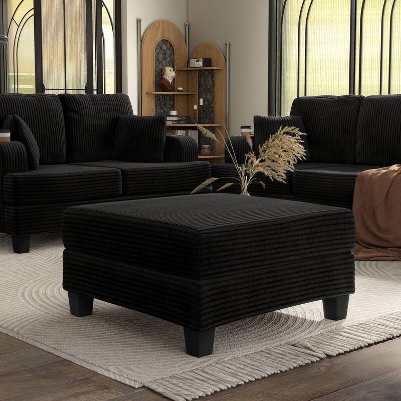 Furniture of America Xenia Modern 3-Piece Chenille Sofa and Ottoman Set