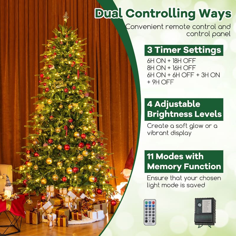 Gymax 6/7.5/9 FT Christmas Tree w/714/1162/1770 Branch Tips