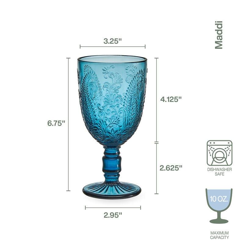 Fitz and Floyd Maddi Goblet 10Oz Indigo Set of 4 N/A Bed Bath