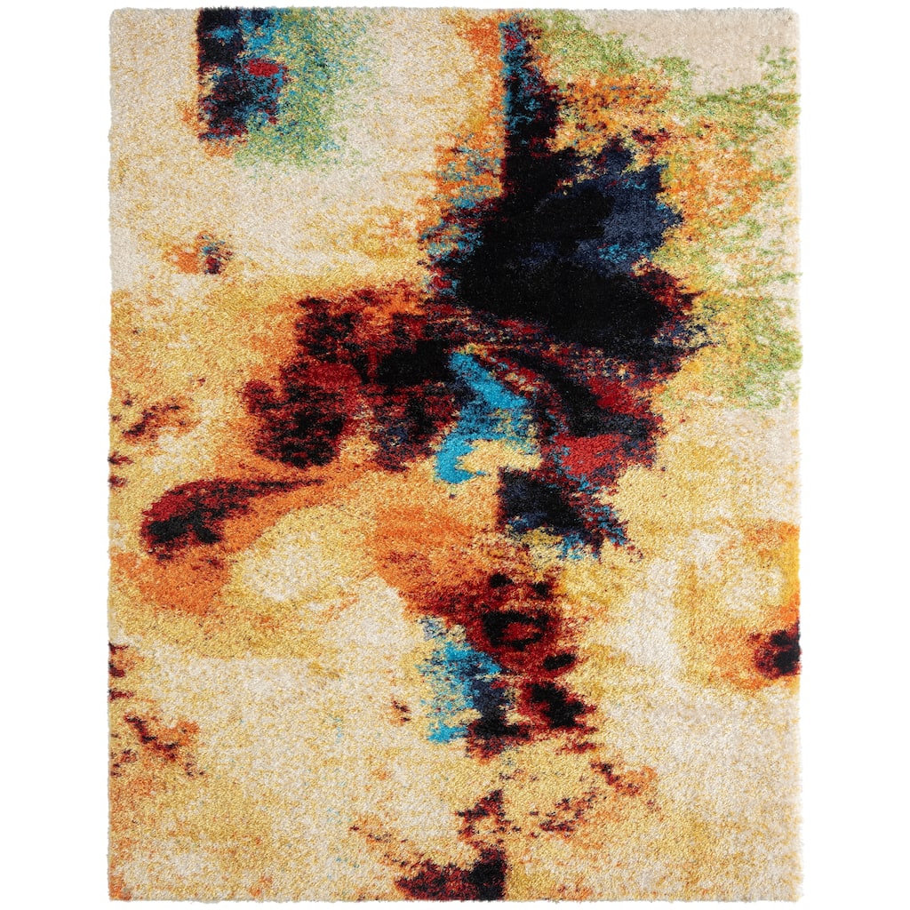 Zenith Abstract Shag Gold/Beige Area Rug
