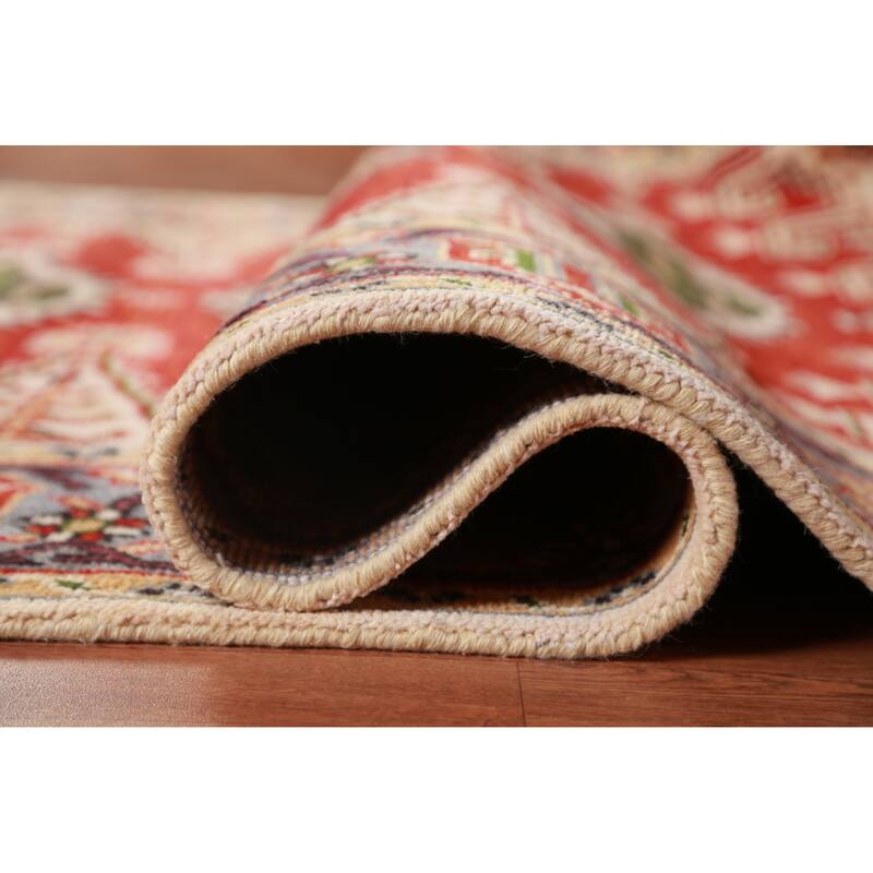 Hand Knotted Oriental 100% Wool Carpet Traditional Geometric Red Viss Area Rug - 9' 0'' X 6' 0''