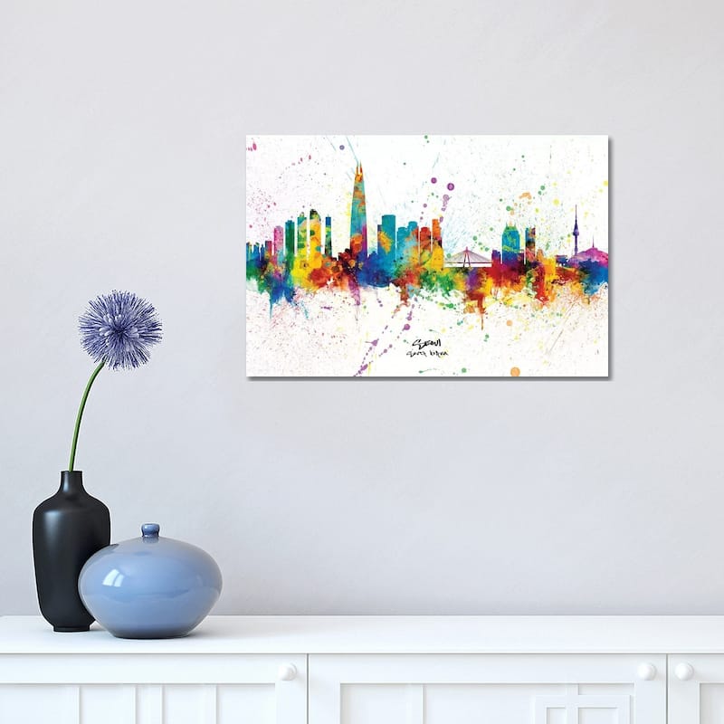 iCanvas "Seoul South Korea Skyline Splash" by Michael Tompsett Canvas Print - 12x18x1.5