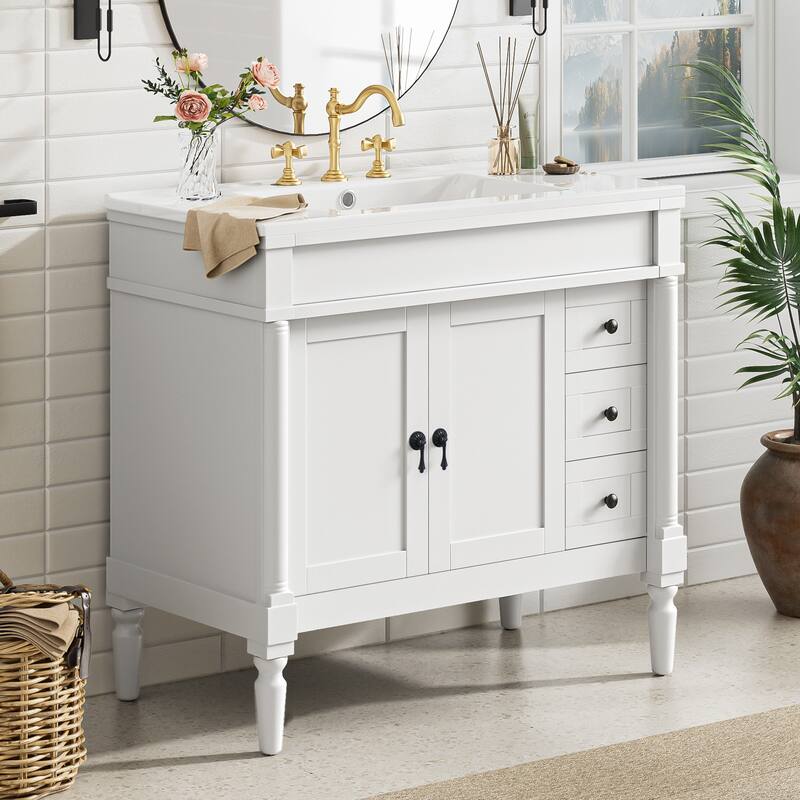 36" Bathroom Vanity with Ceramic Sink