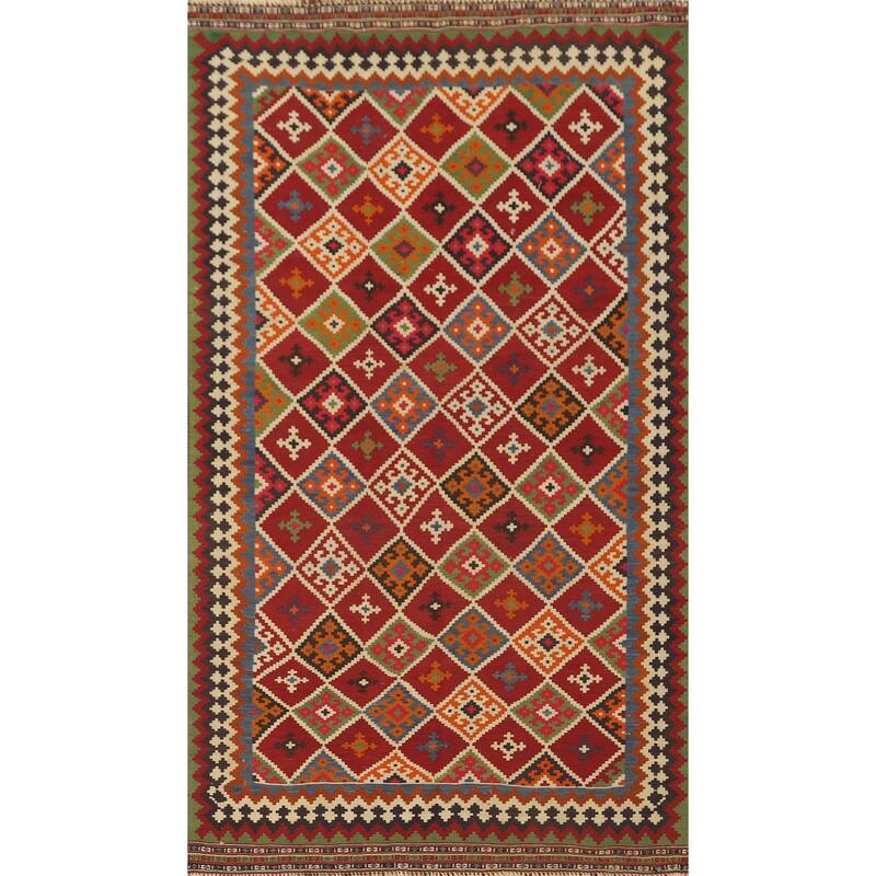 Vegetable Dye Kilim Qashqai Persian Rug Flatweave Wool Carpet - 4'5" x 8'3"