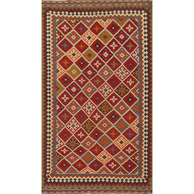 Vegetable Dye Kilim Qashqai Persian Rug Flatweave Wool Carpet - 4'5" x 8'3"